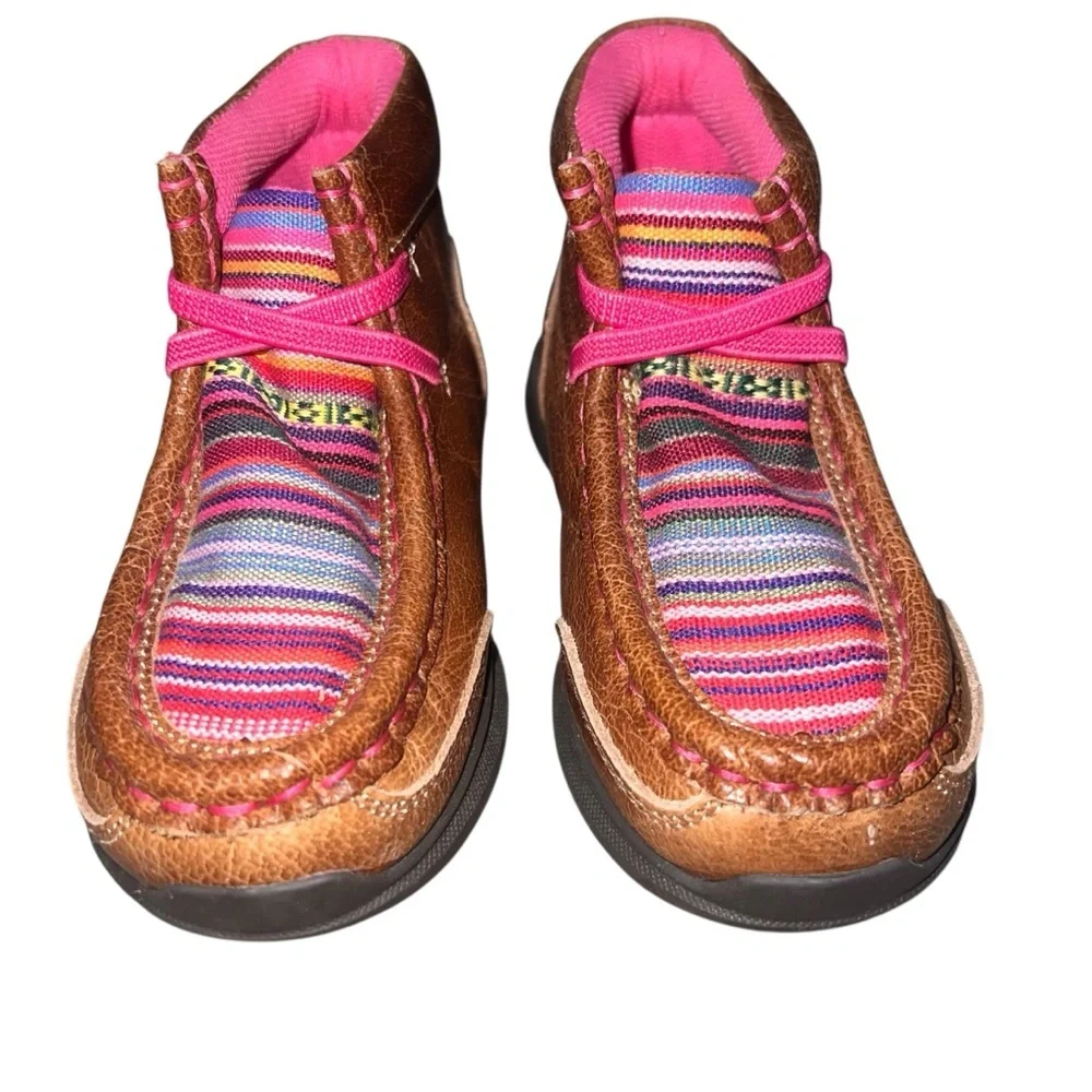 NWOT Ariat Lil' Stompers Toddler Aurora Casual Shoes Cowboy Boots Pink Stripes